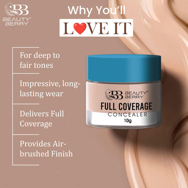 Beauty Berry Full Coverage Concealer, Easy to Blend, Ultra Lightweight & Long Lasting Concealer | Creamy Texture, Highly Pigmented, Waterproof Concealer for Face Makeup (CLASSIC IVORY -05, 1)